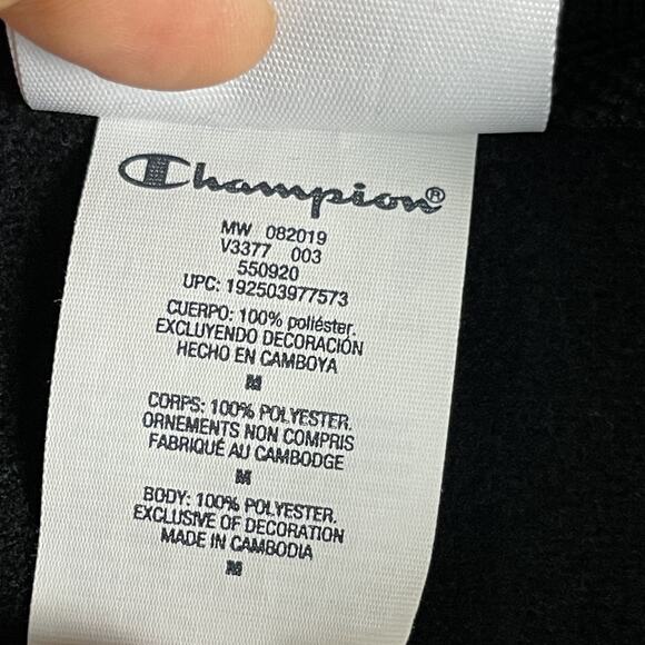 Champion Tricot Track Jacket Mens Medium Black Full Zip Colorful Logo Sporty - Picture 10 of 16